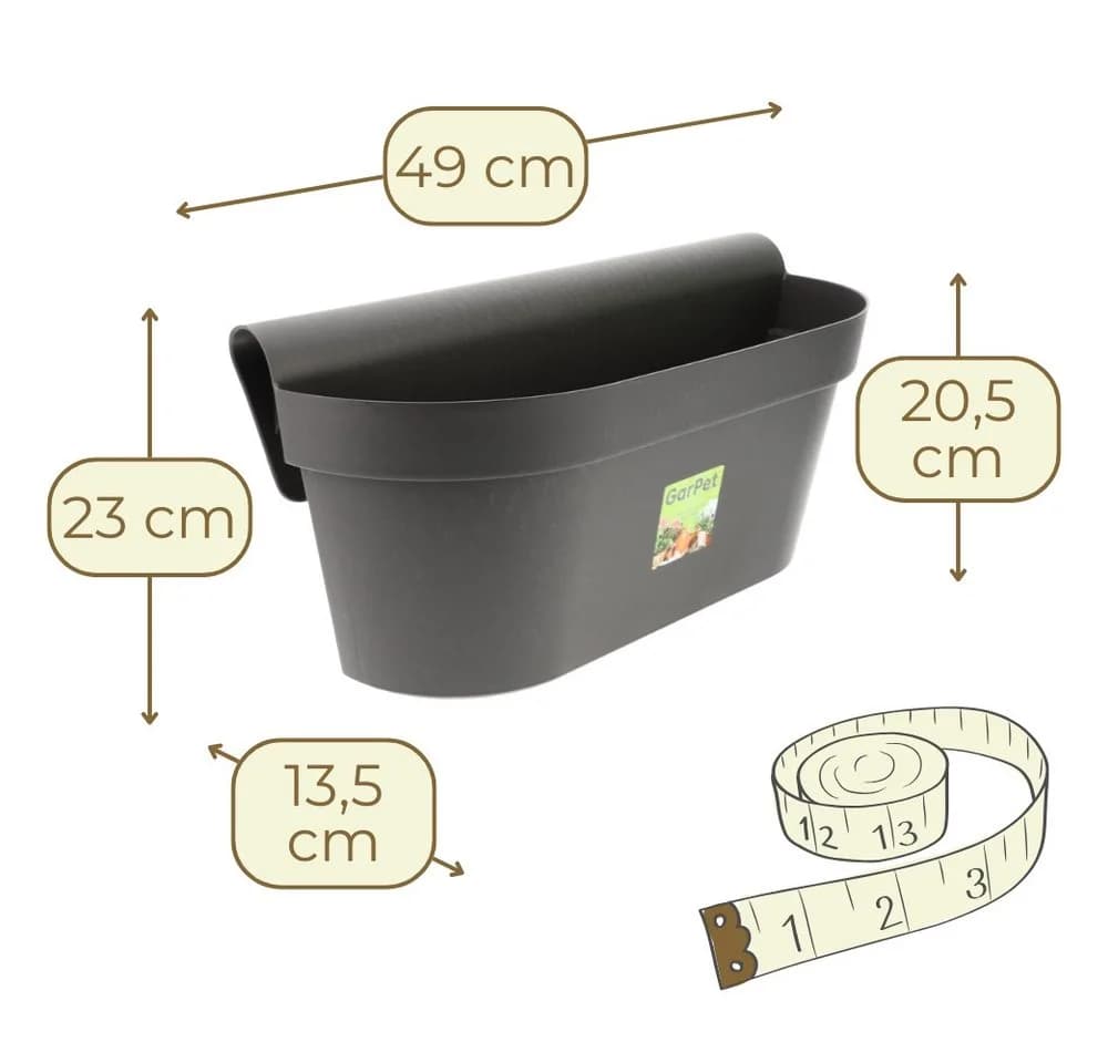 GarPet Balkonkasten 4er Set Anthrazit mit Wasserspeicher