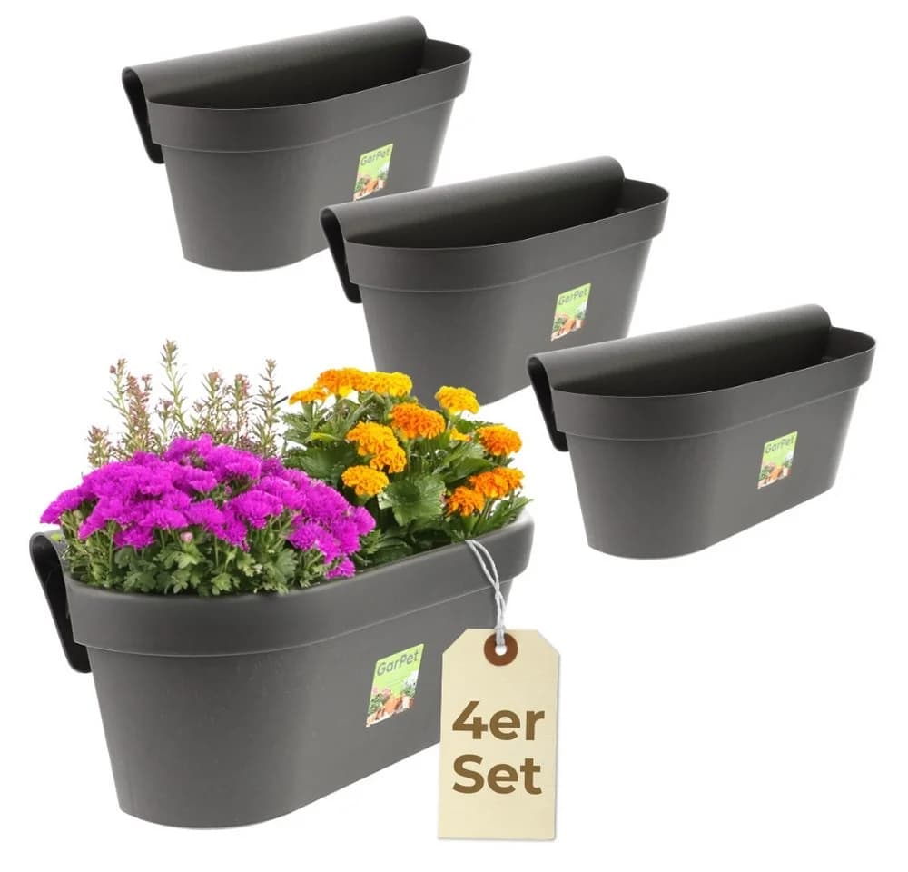 GarPet Balkonkasten 4er Set Anthrazit mit Wasserspeicher - Bild 2