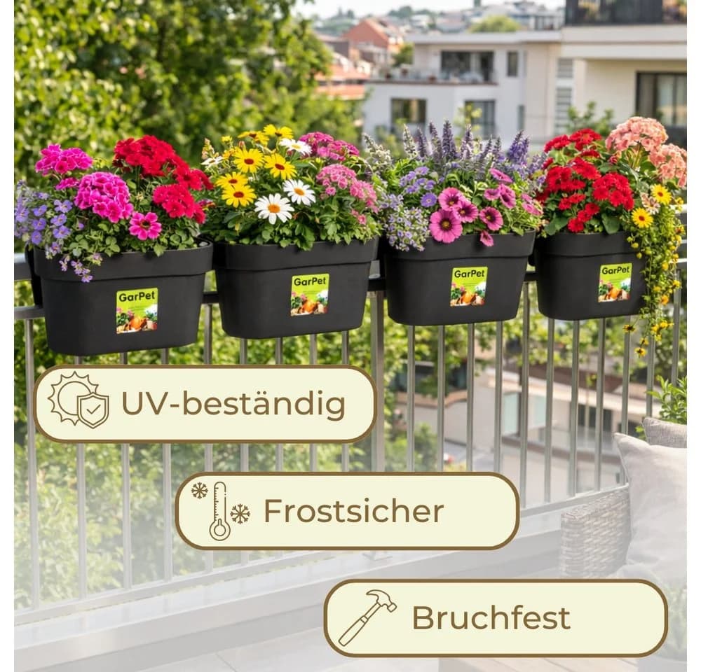 GarPet Balkonkasten 4er Set Anthrazit mit Wasserspeicher - Bild 5