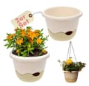 GarPet Blumentopf 2er Set Hängeampel Elfenbein mit Dochtbewässerung Bild 2