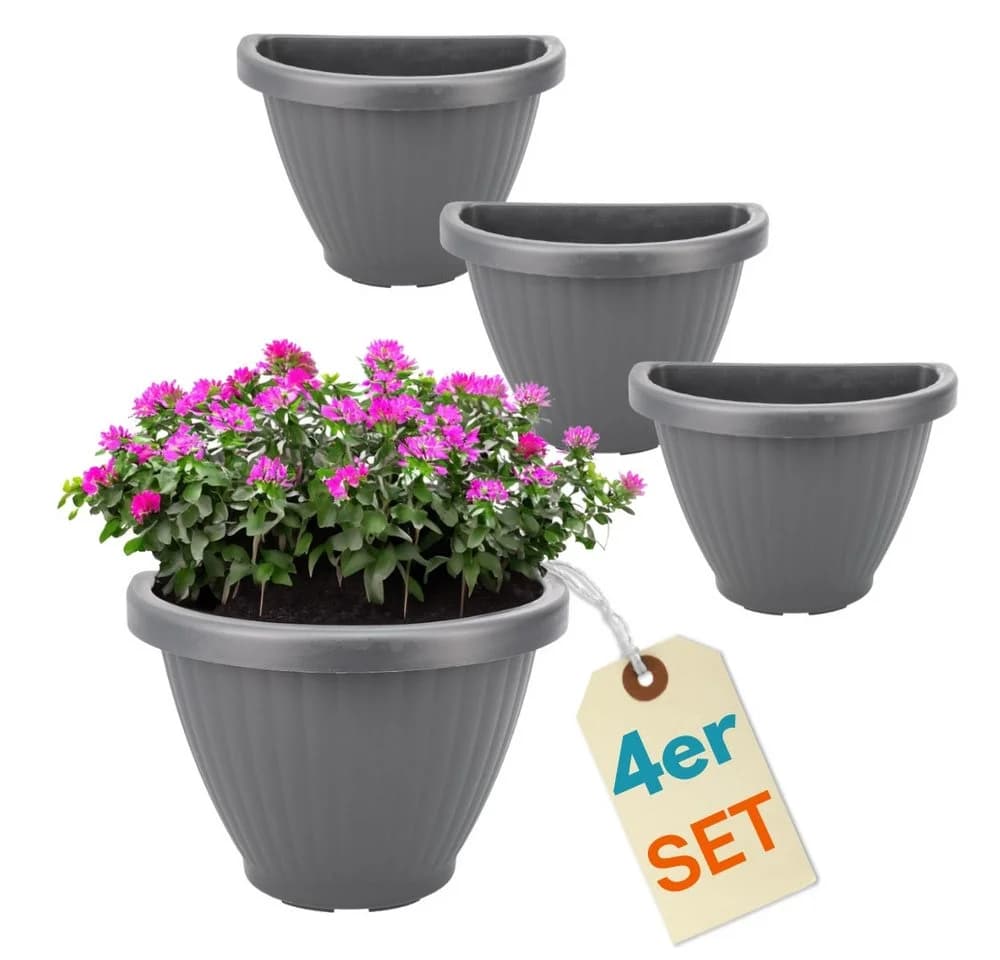 GarPet Wandblumentopf 4er Set Grau Pflanzenhalterung - Bild 2