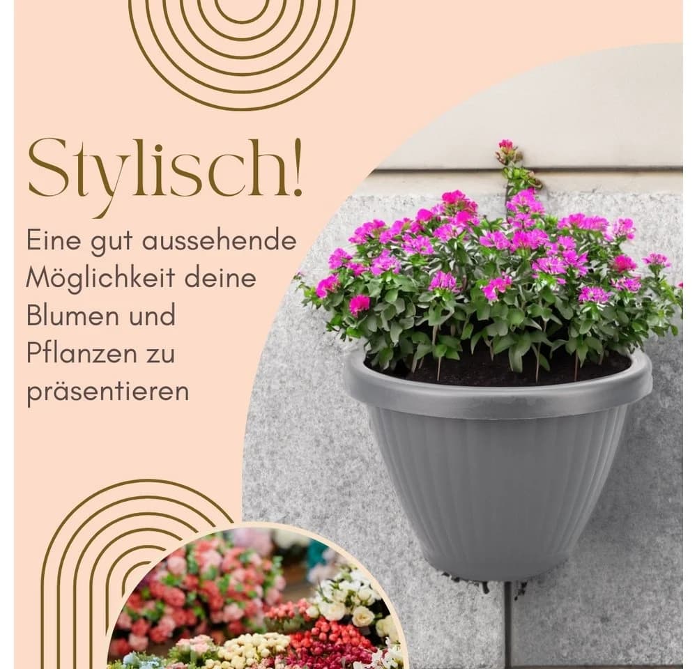 GarPet Wandblumentopf 4er Set Grau Pflanzenhalterung - Bild 3