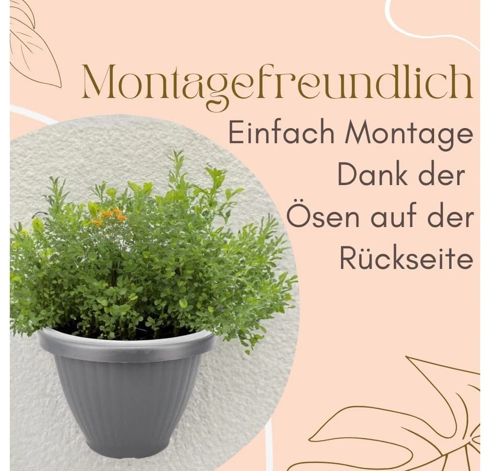 GarPet Wandblumentopf 4er Set Grau Pflanzenhalterung - Bild 5