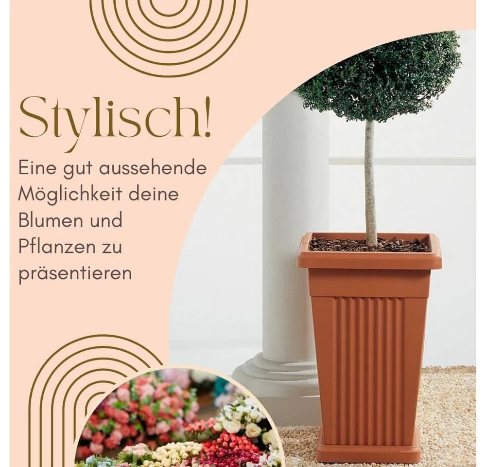 GarPet Pflanzkübel 2er Set Terrakotta Kunststoff - Bild 3