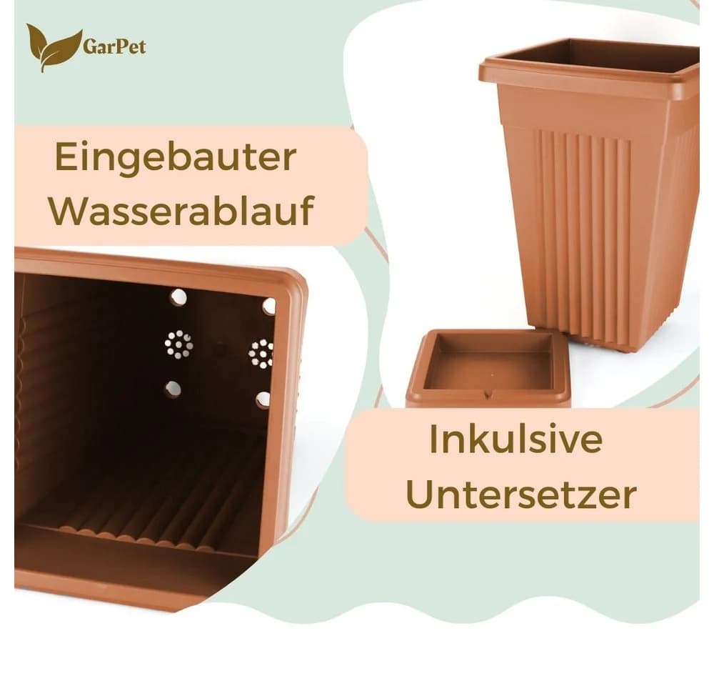 GarPet Pflanzkübel 2er Set Terrakotta Kunststoff - Bild 4