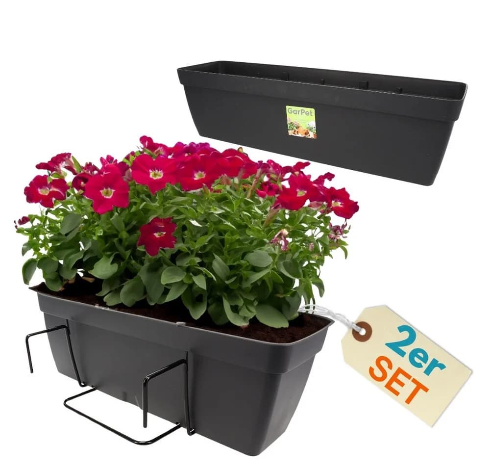 GarPet Balkonkasten 2er Set Blumenkasten Anthrazit - Bild 2