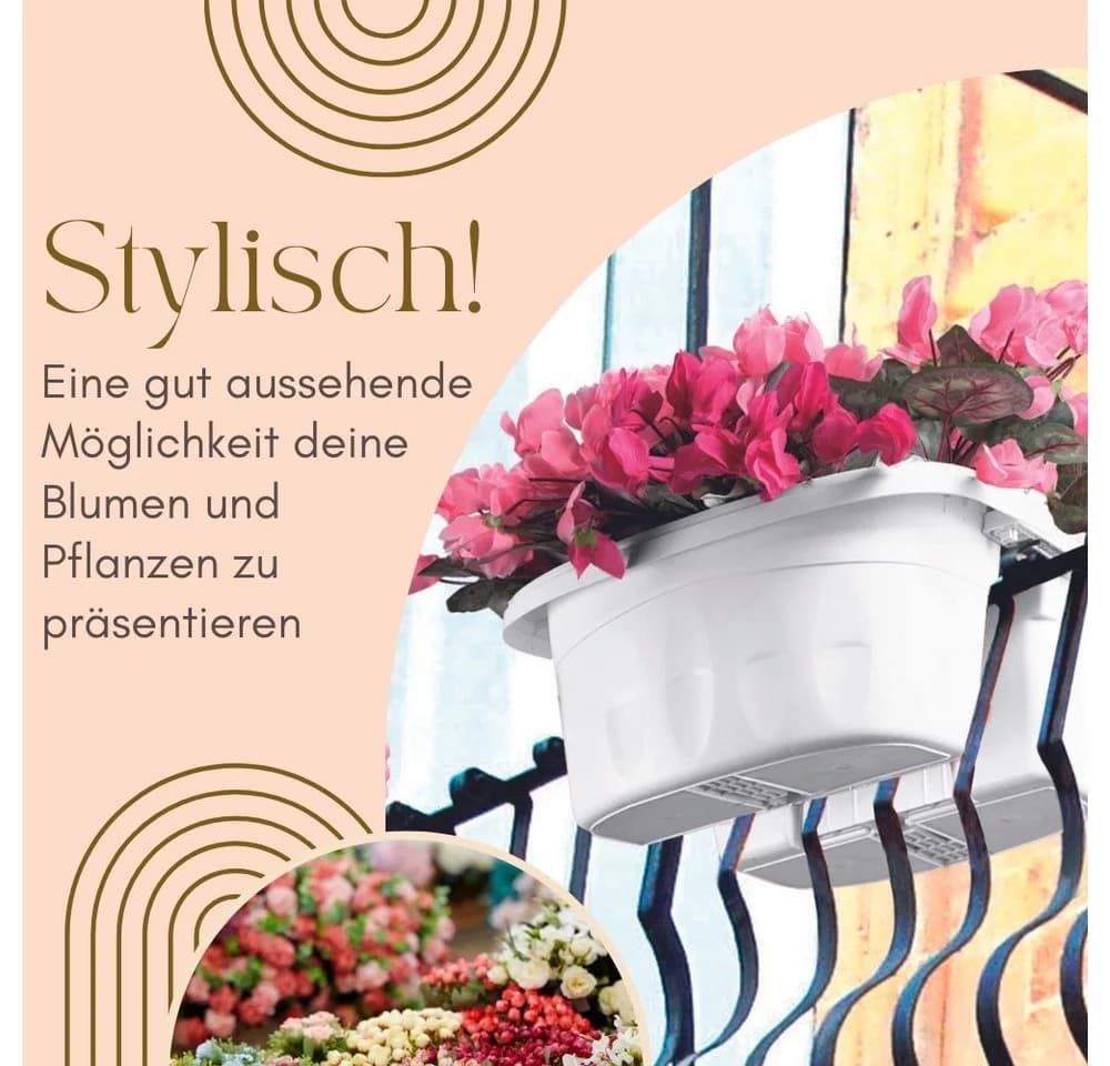 GarPet Blumenkasten 2er Set Beidseitig Balkon Geländer Halterung Weiß - Bild 3
