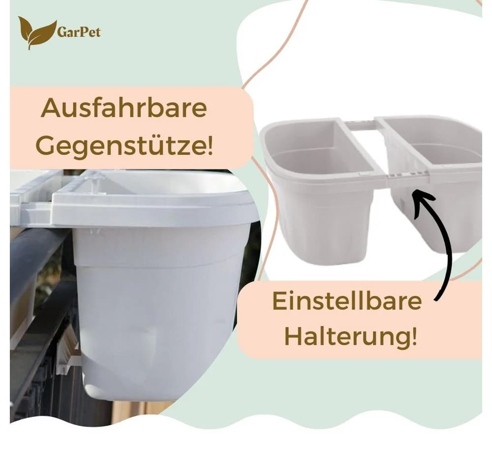 GarPet Blumenkasten 2er Set Beidseitig Balkon Geländer Halterung Weiß - Bild 4
