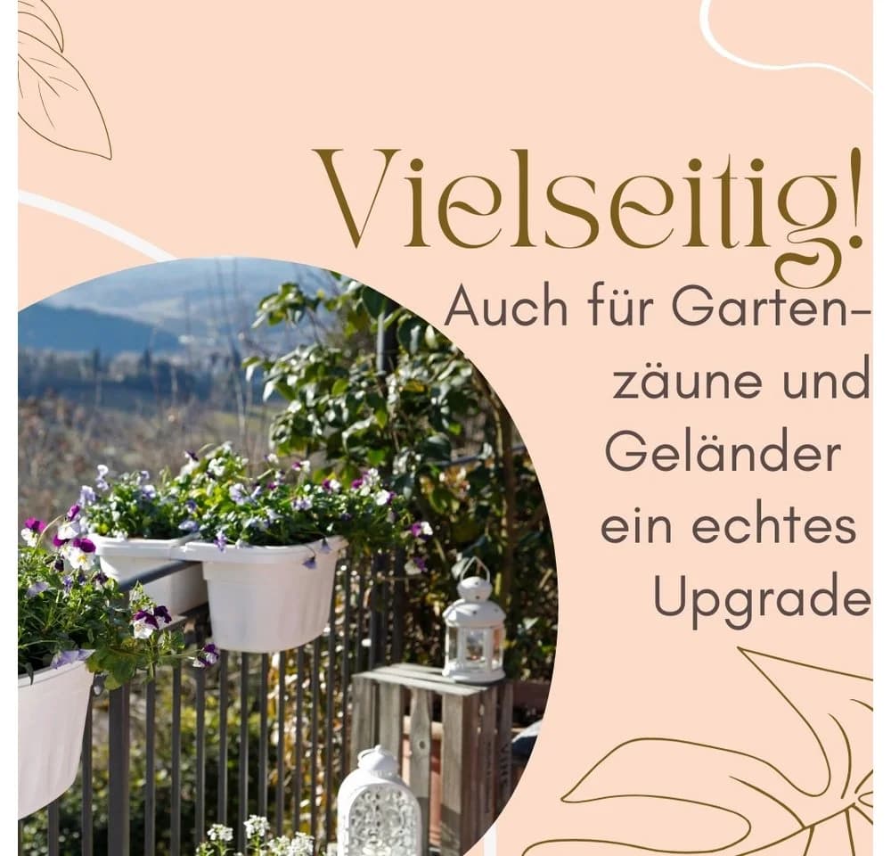 GarPet Blumenkasten 2er Set Beidseitig Balkon Geländer Halterung Weiß - Bild 5