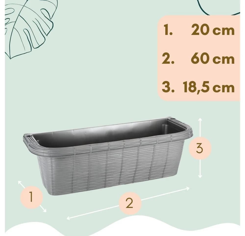GarPet Balkonkasten 2er Set Anthrazit mit Wasserspeicher