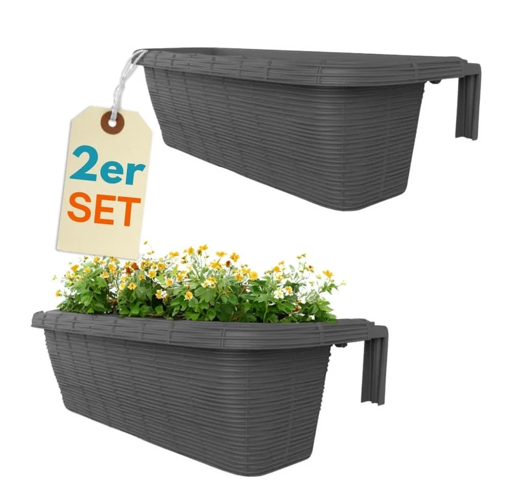 GarPet Balkonkasten 2er Set Anthrazit mit Wasserspeicher - Bild 2
