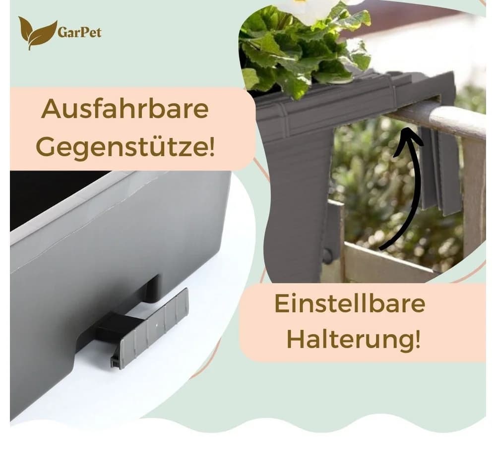 GarPet Balkonkasten 2er Set Anthrazit mit Wasserspeicher - Bild 4