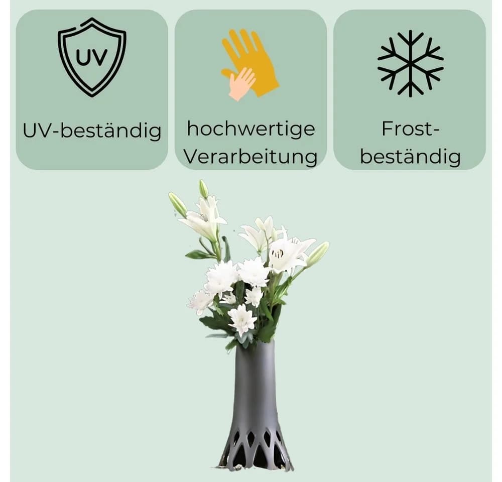 GarPet Grabvase 2er Set Anthrazit mit Erdspieß - Bild 5