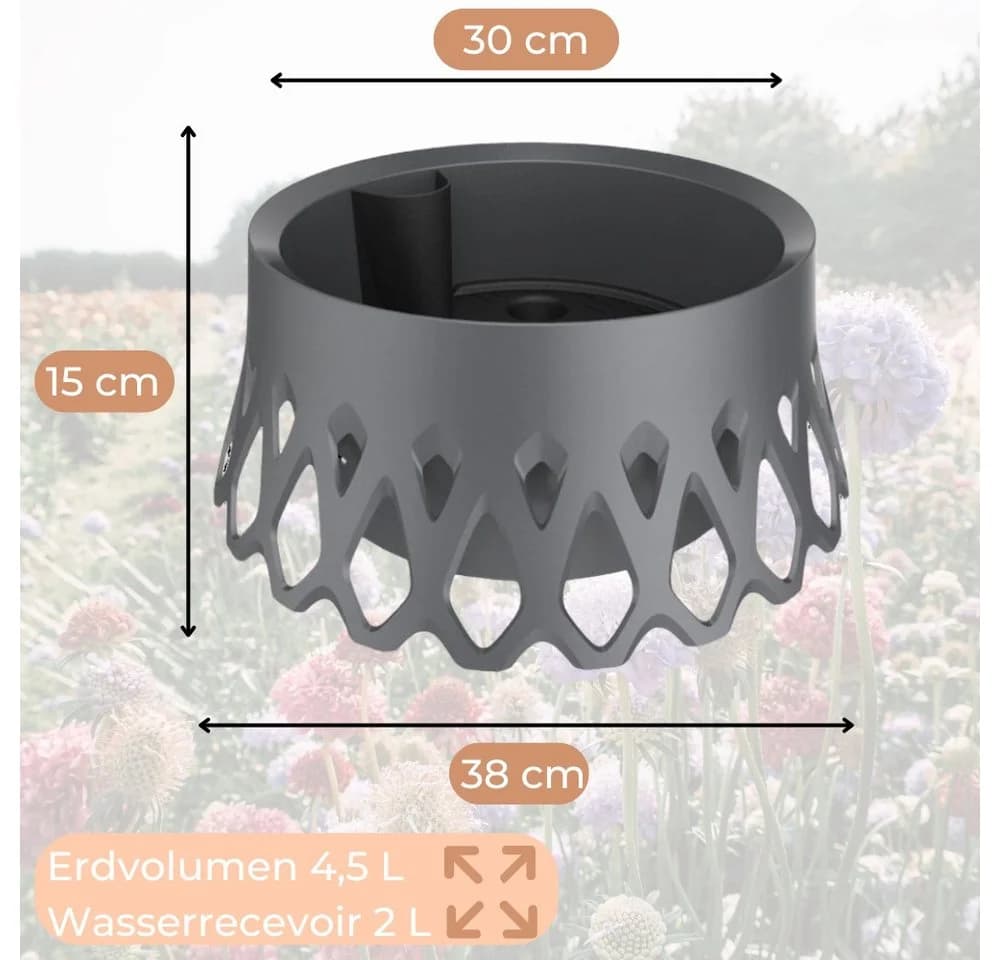 GarPet Grabschale 2er Set Anthrazit Selbstbewässerung Ø 30 cm