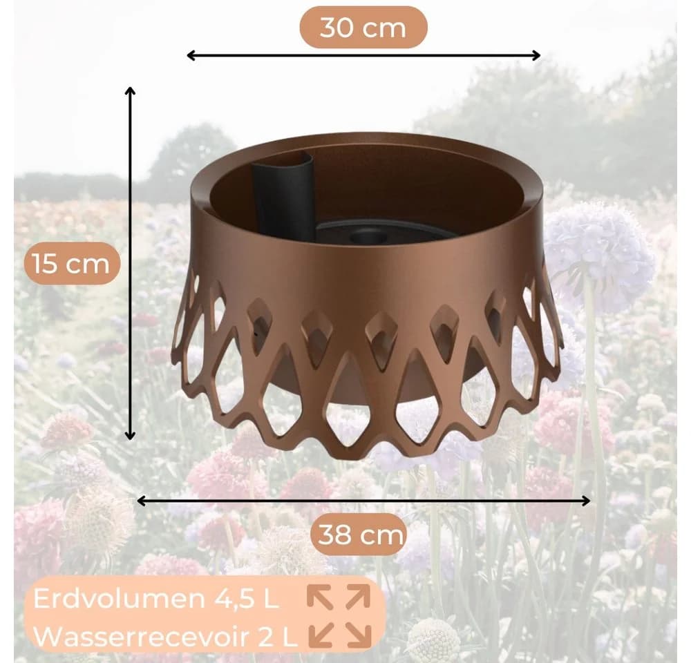 GarPet Grabschale 2er Set Bronze Selbstbewässerung