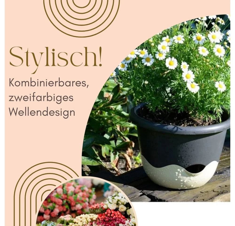 GarPet Hängeampel Blumentopf mit Wasserspeicher Anthrazit/Weiss