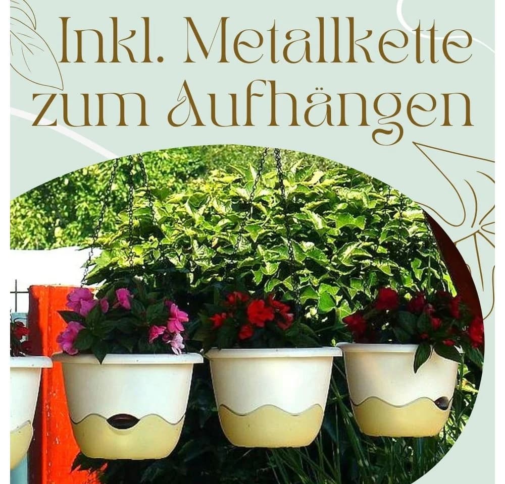 GarPet Hängeampel Blumentopf mit Wasserspeicher Anthrazit/Weiss - Bild 5