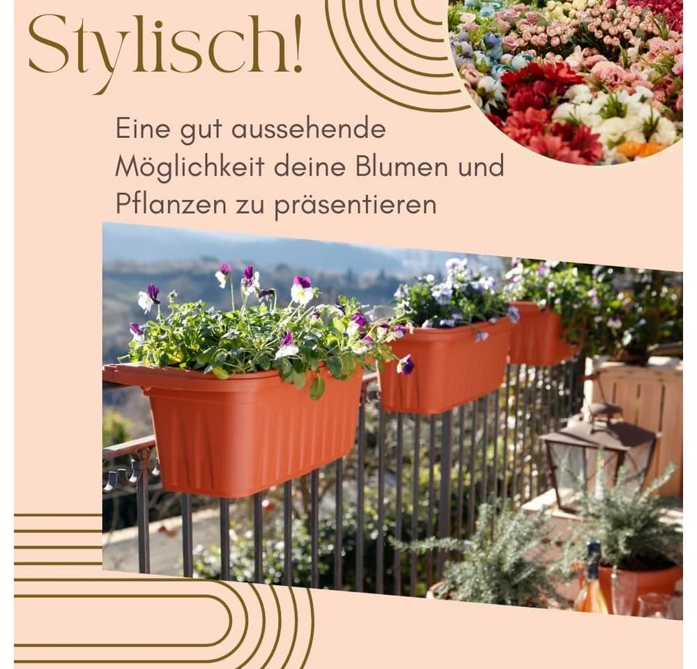 GarPet Balkonkasten Geländerkasten Blumenkasten Topf Halterung - Bild 4