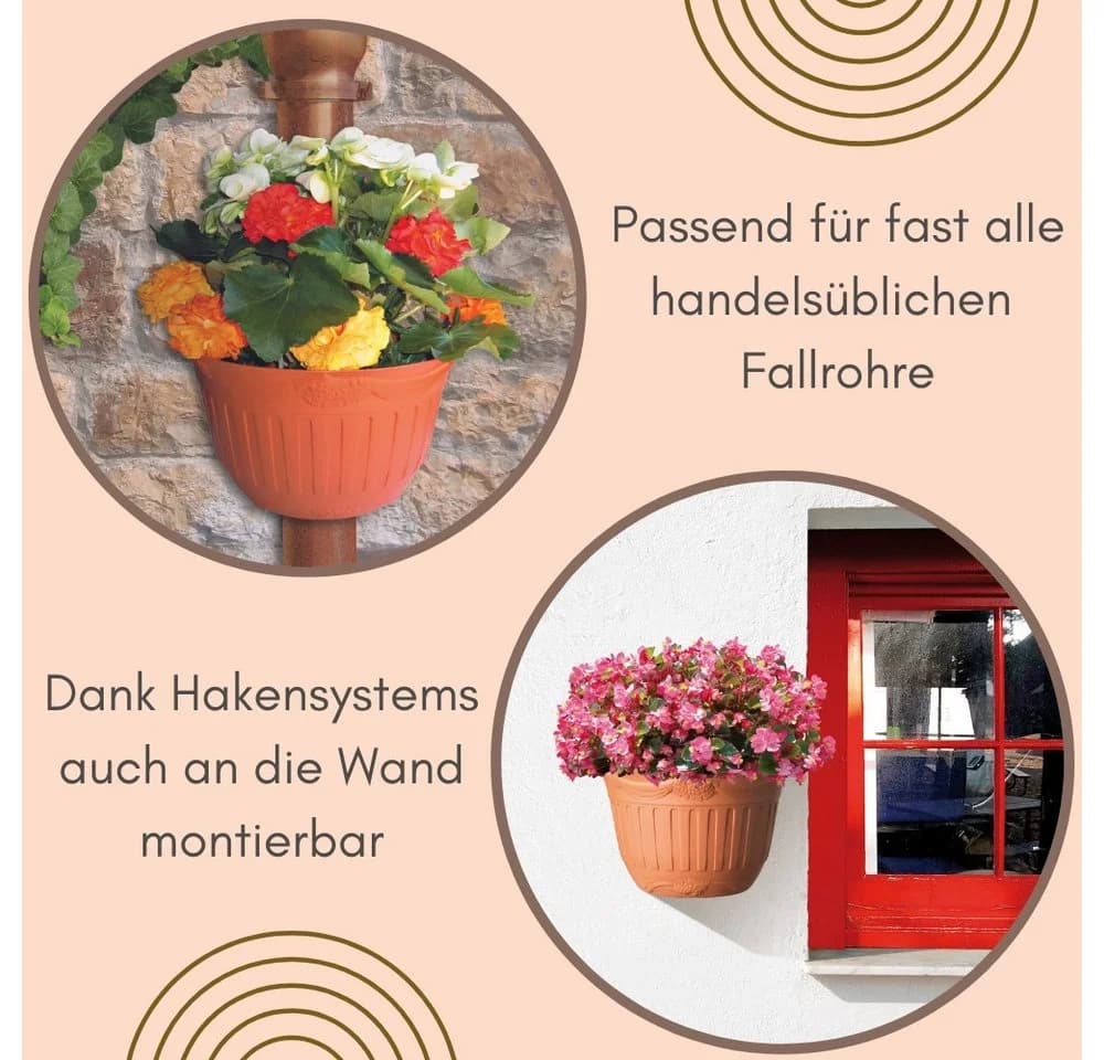 GarPet Blumentopf 2er Set für Regenrohr Wandtopf Anthrazit - Bild 4