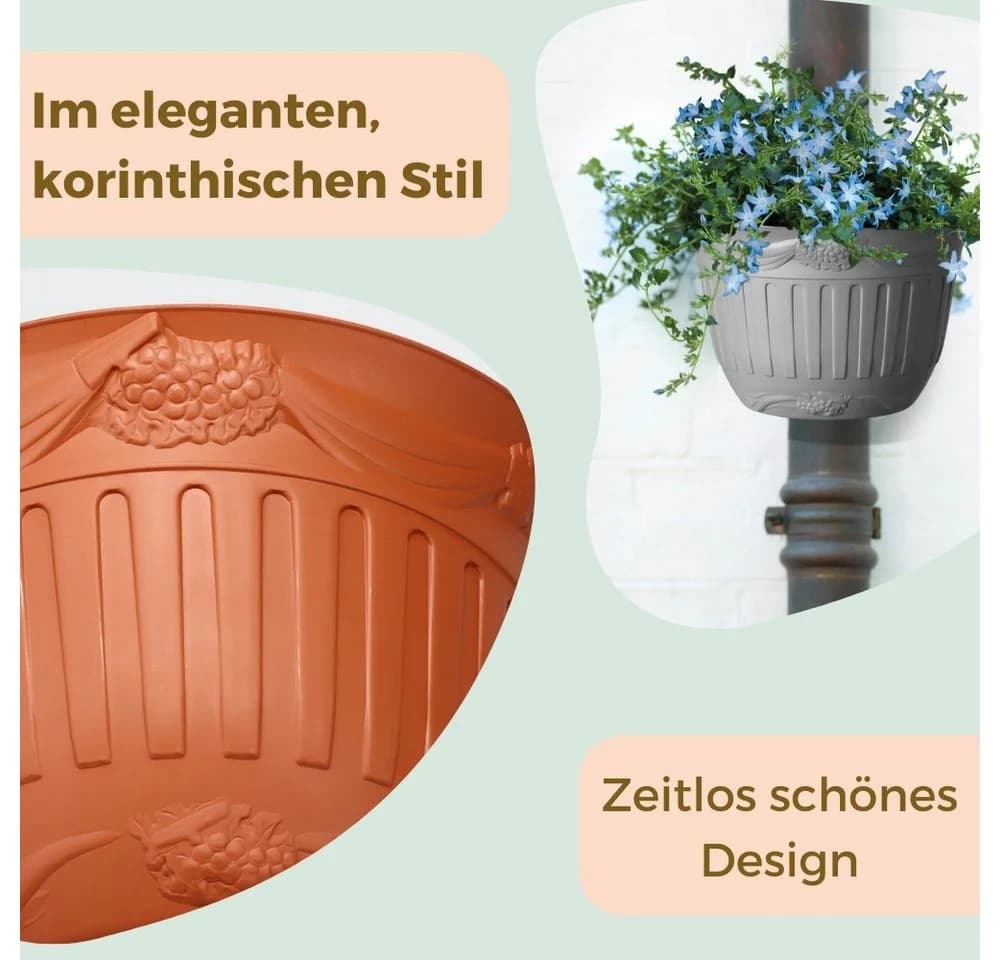 GarPet Blumentopf 2er Set für Regenrohr Wandtopf Anthrazit - Bild 5