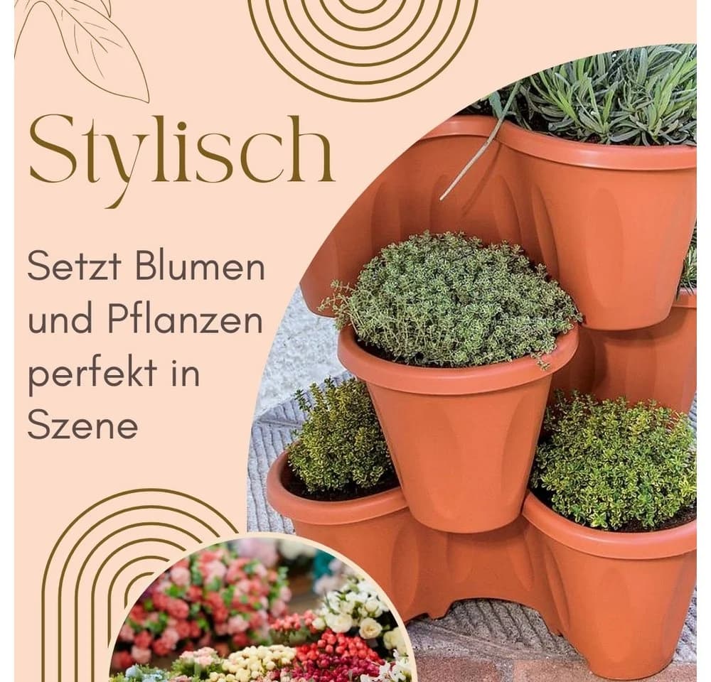 GarPet Pflanzturm 3er Set Stapelbar mit Rollen Vertikaler Garten - Bild 3