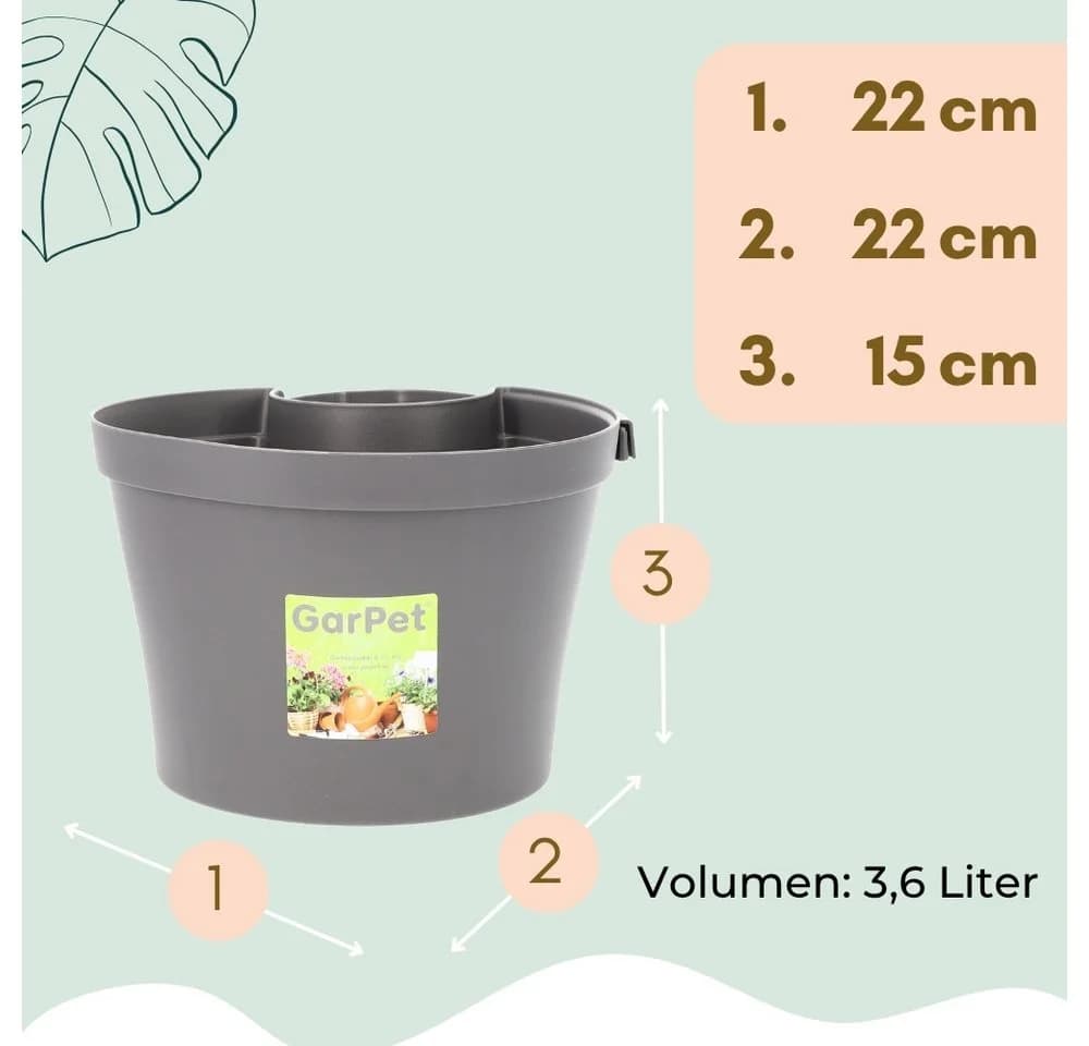 GarPet Blumentopf 2er Set Grau für Regenrohr