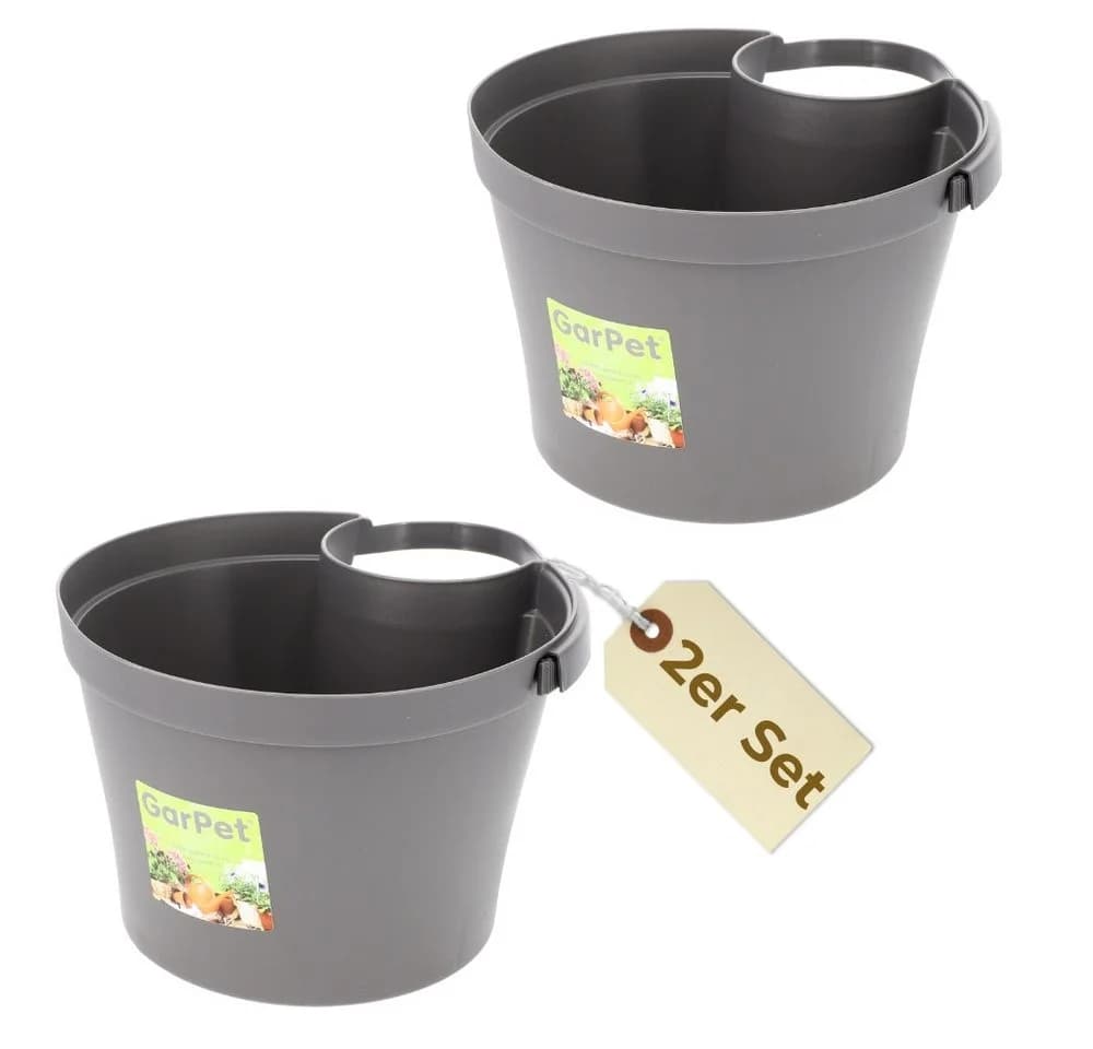 GarPet Blumentopf 2er Set Grau für Regenrohr - Bild 2
