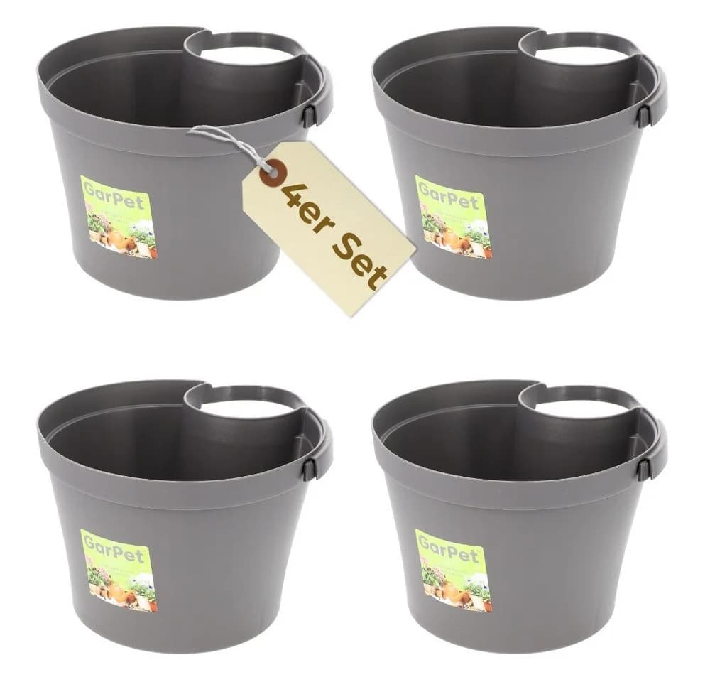GarPet Blumentopf 4er Set Grau für Regenrohr - Bild 2
