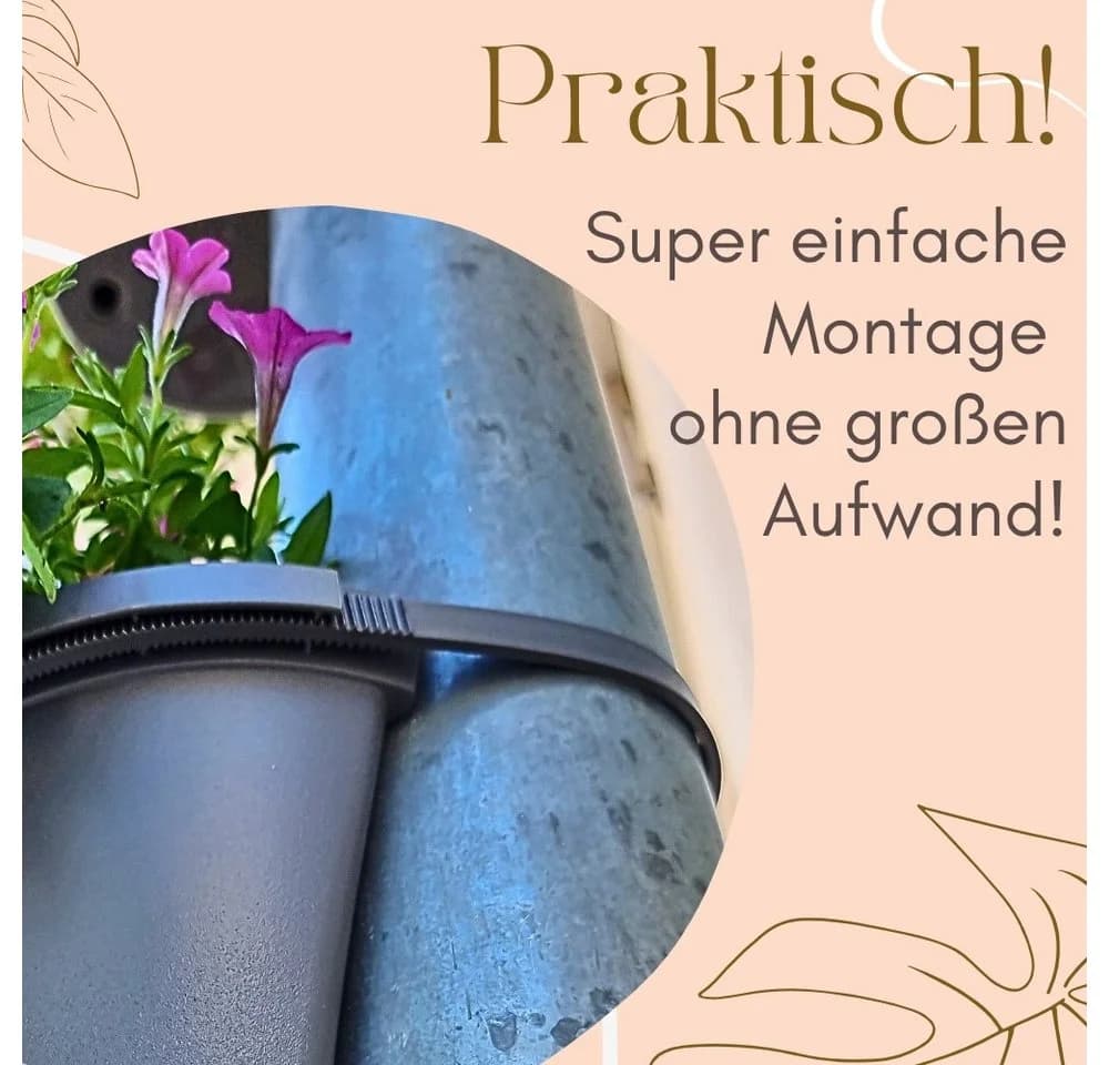 GarPet Blumentopf 6er Set Grau für Regenrohr - Bild 4