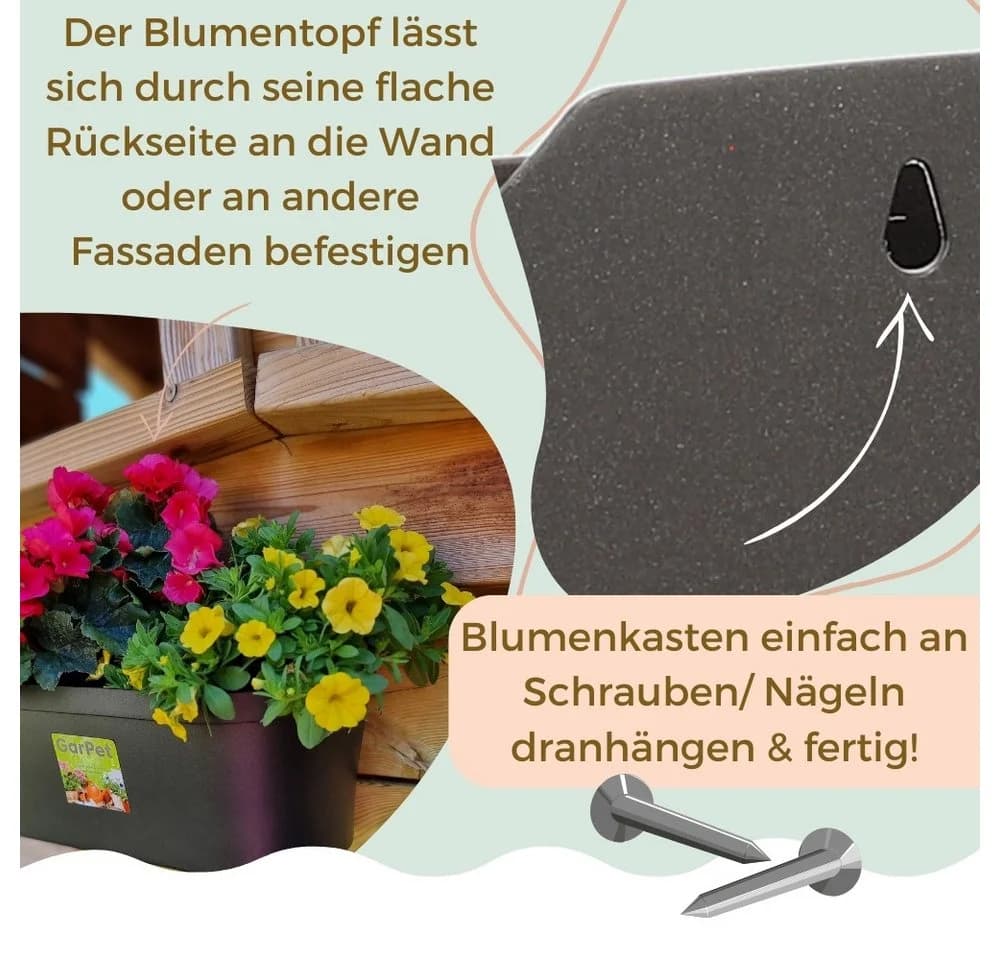GarPet Blumentopf 2er Set Wand Anthrazit - Bild 4