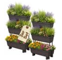 GarPet Blumenkasten 2er Set Anthrazit 3-stufiger Pflanzkübel mit Sichtschutz Bild 2
