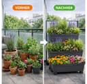 GarPet Blumenkasten 2er Set Anthrazit 3-stufiger Pflanzkübel mit Sichtschutz Bild 5