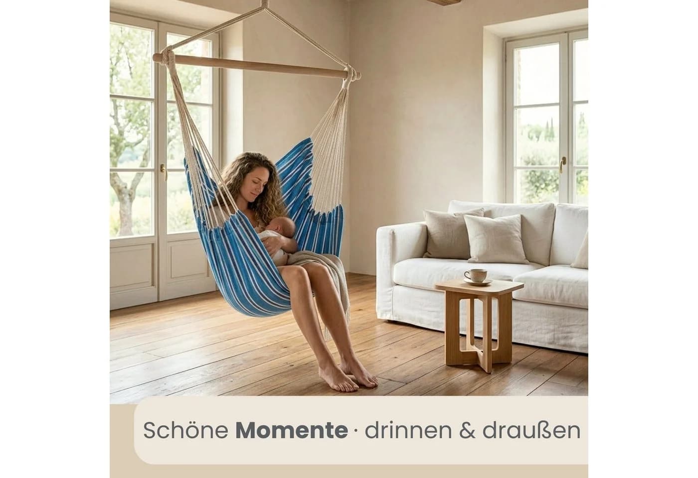 AMANKA XXL Hängesessel 2 Personen Baumwolle 360° Swivel - Bild 5
