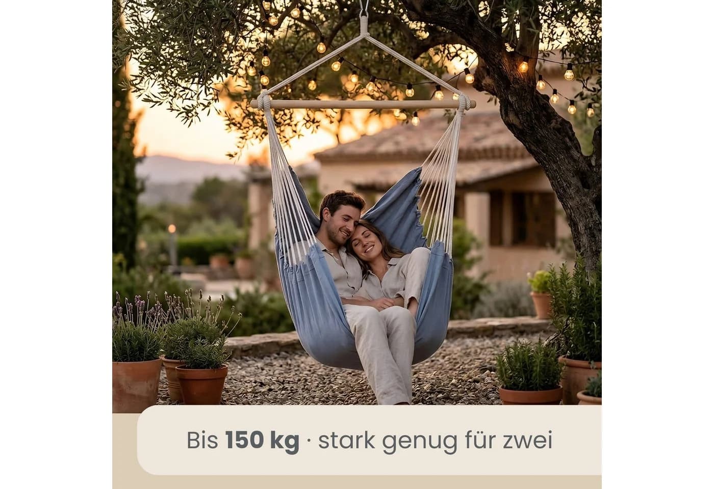 AMANKA XXL Hängesessel 185x130cm 2 Personen Baumwolle 360° drehbar - Bild 3