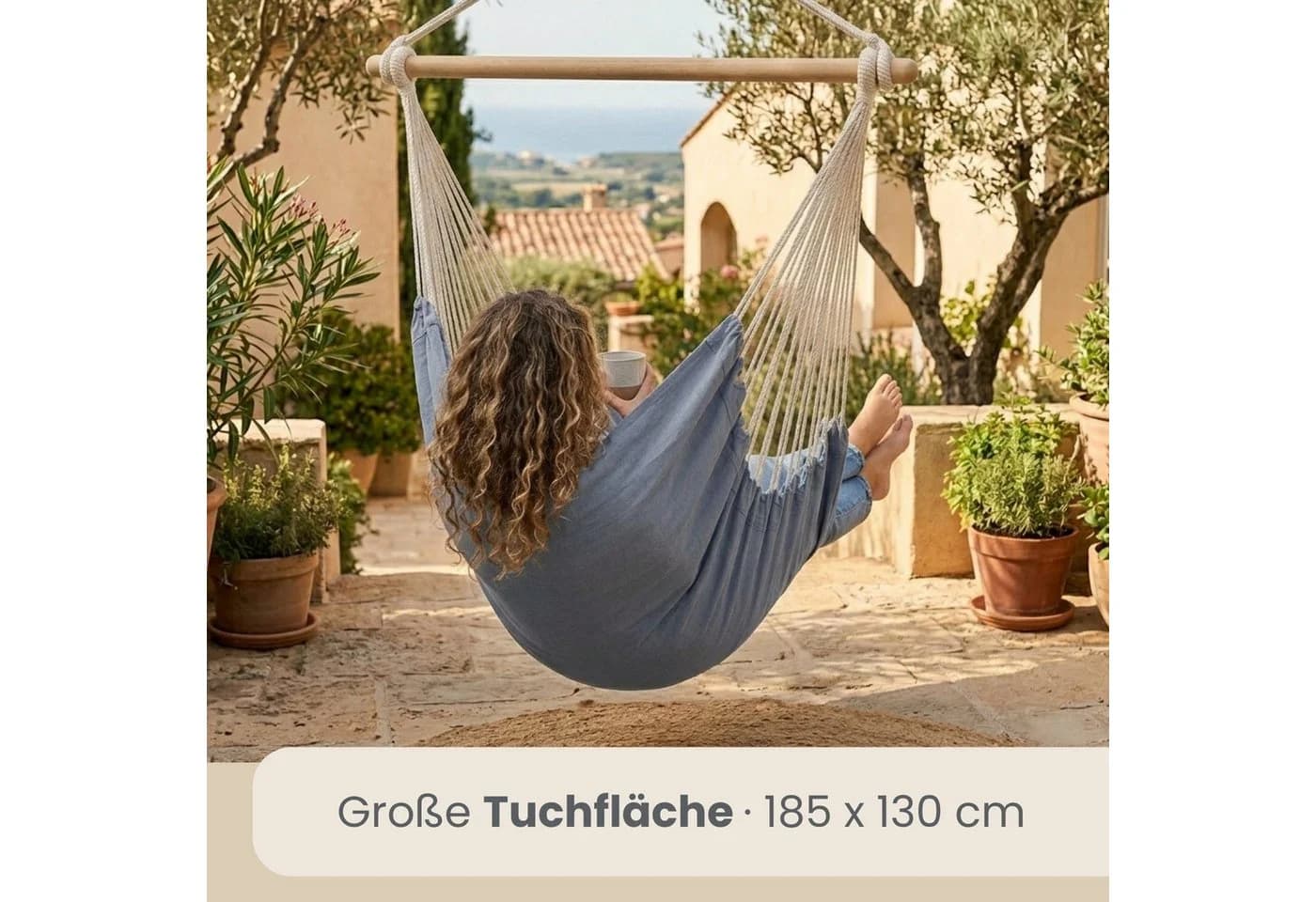 AMANKA XXL Hängesessel 185x130cm 2 Personen Baumwolle 360° drehbar - Bild 4