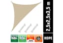 AMANKA UV Sonnensegel 2,5x2,5x3,5 HDPE Dreieck Rechtwinklig Garten Beige Bild 1