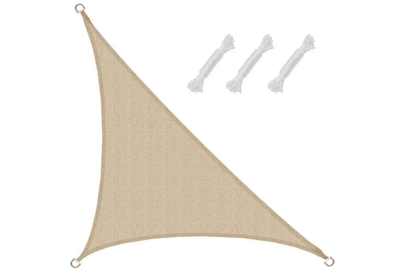 AMANKA UV Sonnensegel 2,5x2,5x3,5 HDPE Dreieck Rechtwinklig Garten Beige - Bild 2