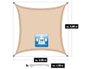 AMANKA Sonnensegel 2x2m mit Befestigungssatz Polyester Bild 3