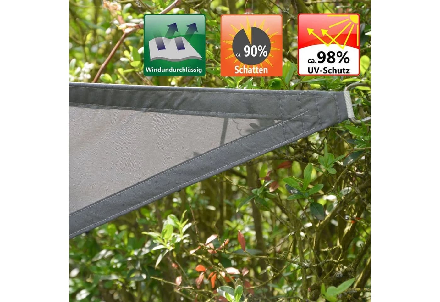 AMANKA Sonnensegel Grau UV-Schutz 2x1m Polyester - Bild 3