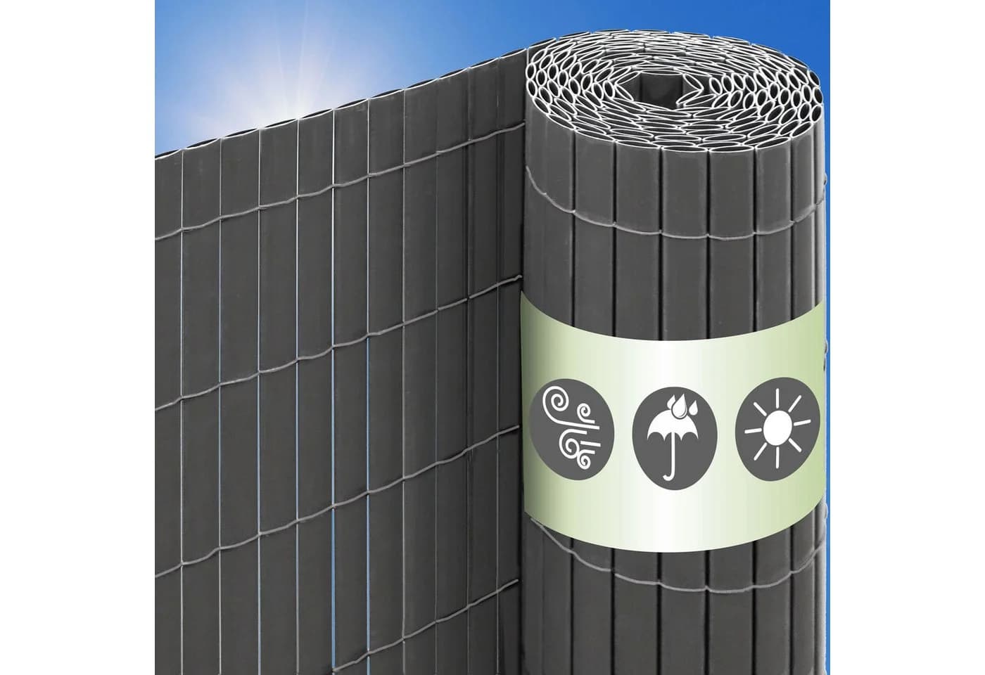 urfence Sichtschutzzaunmatten 100x300 PVC Sichtschutzmatte Anthrazit - Bild 2
