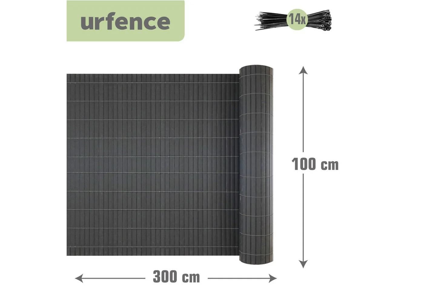urfence Sichtschutzzaunmatten 100x300 PVC Sichtschutzmatte Anthrazit - Bild 5