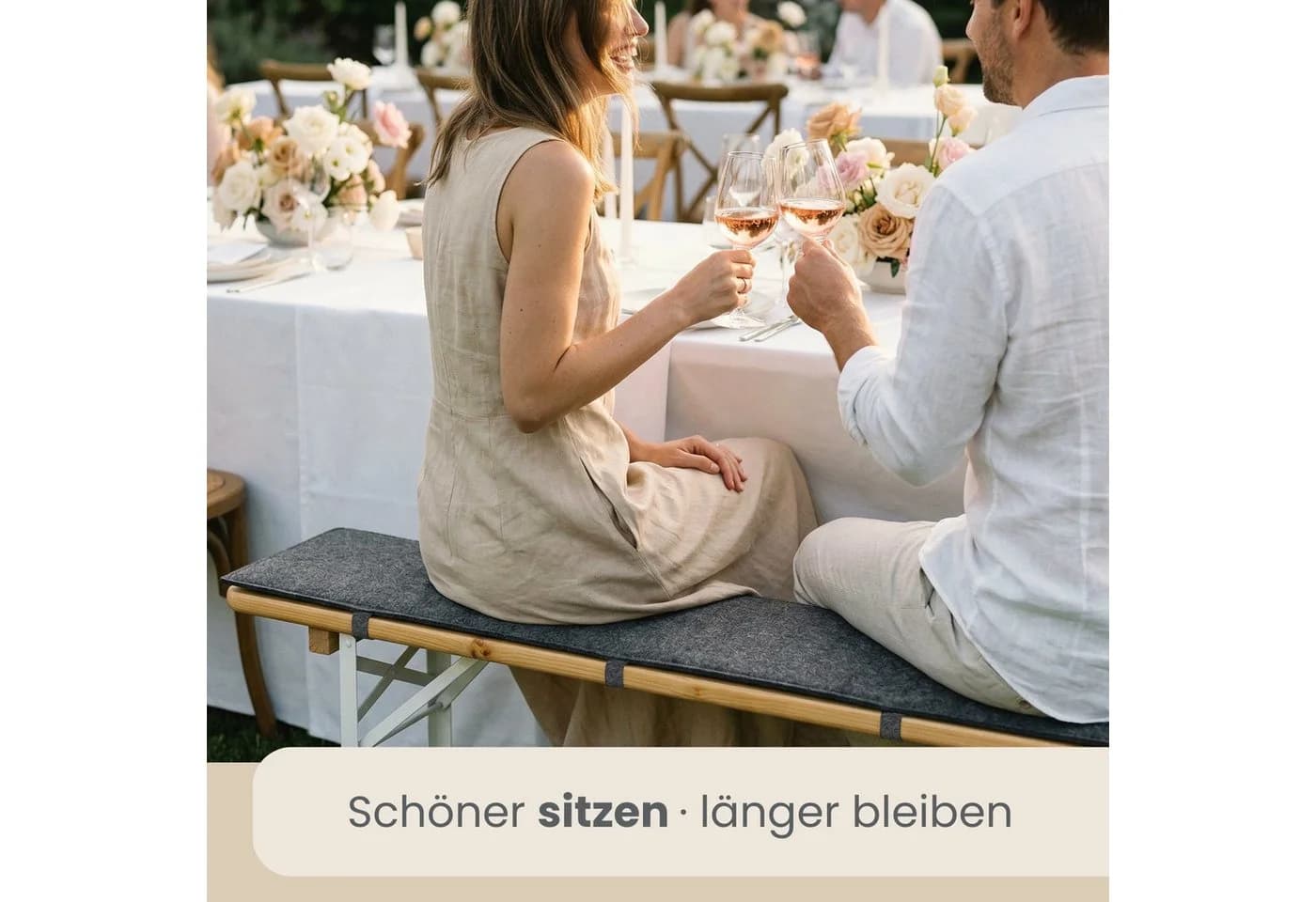 DuneDesign Bankauflage 2er Set Grau Filz Bierzelt - Bild 3