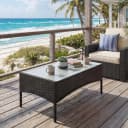 MCW Gartentisch Hamar Anthrazit Poly-Rattan mit Glasplatte Bild 1