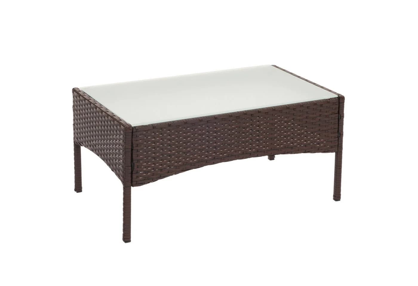MCW Poly-Rattan Gartentisch Hamar Beistelltisch mit Glasplatte braun-meliert - Bild 2