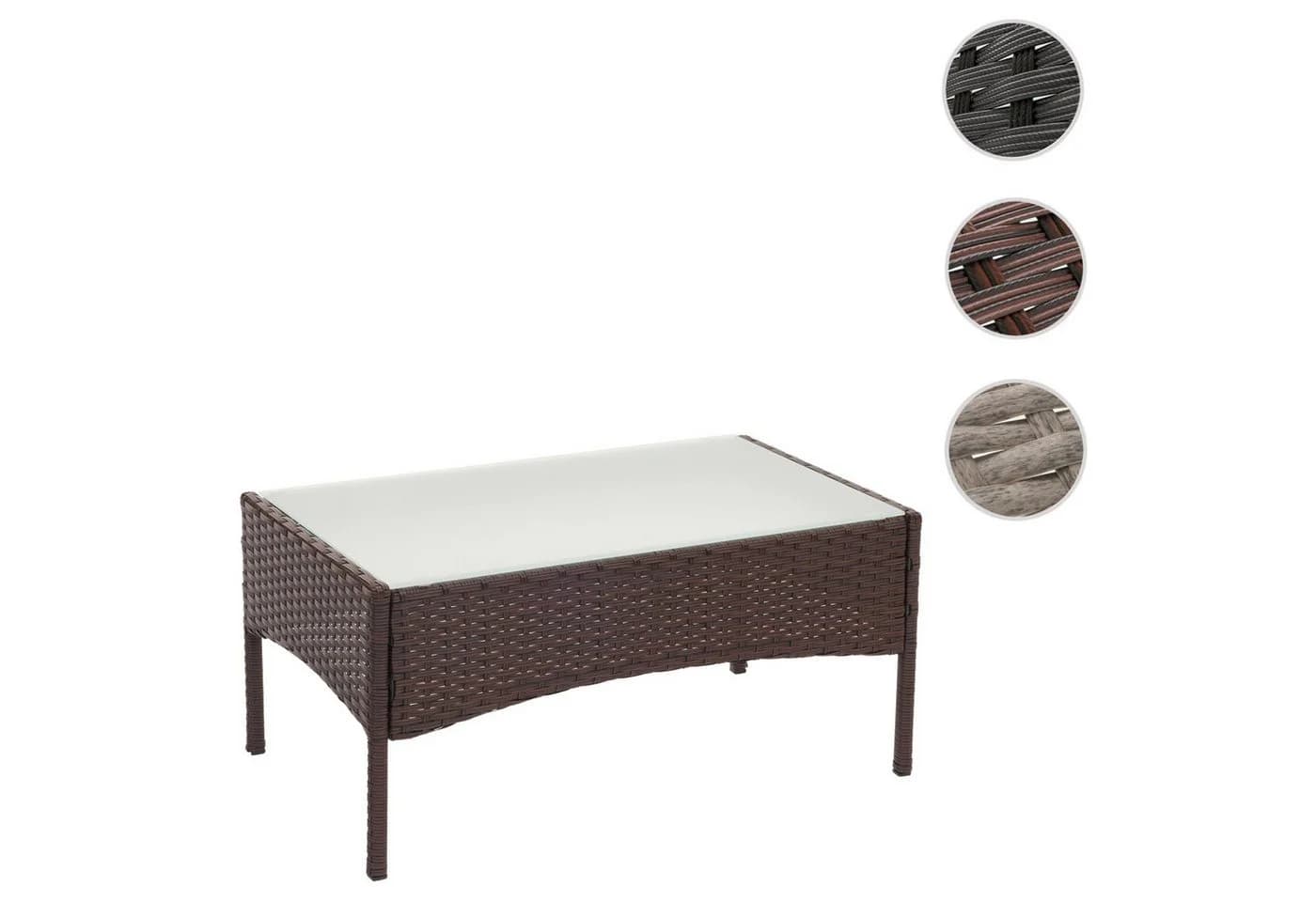 MCW Poly-Rattan Gartentisch Hamar Beistelltisch mit Glasplatte braun-meliert - Bild 4