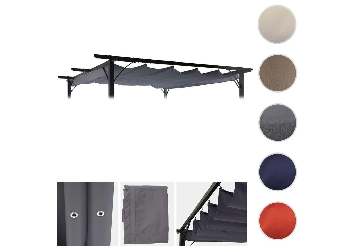 MCW Ersatzbezug Grau für Dach Pergola Pavillon 3,5x3,5m - Bild 4