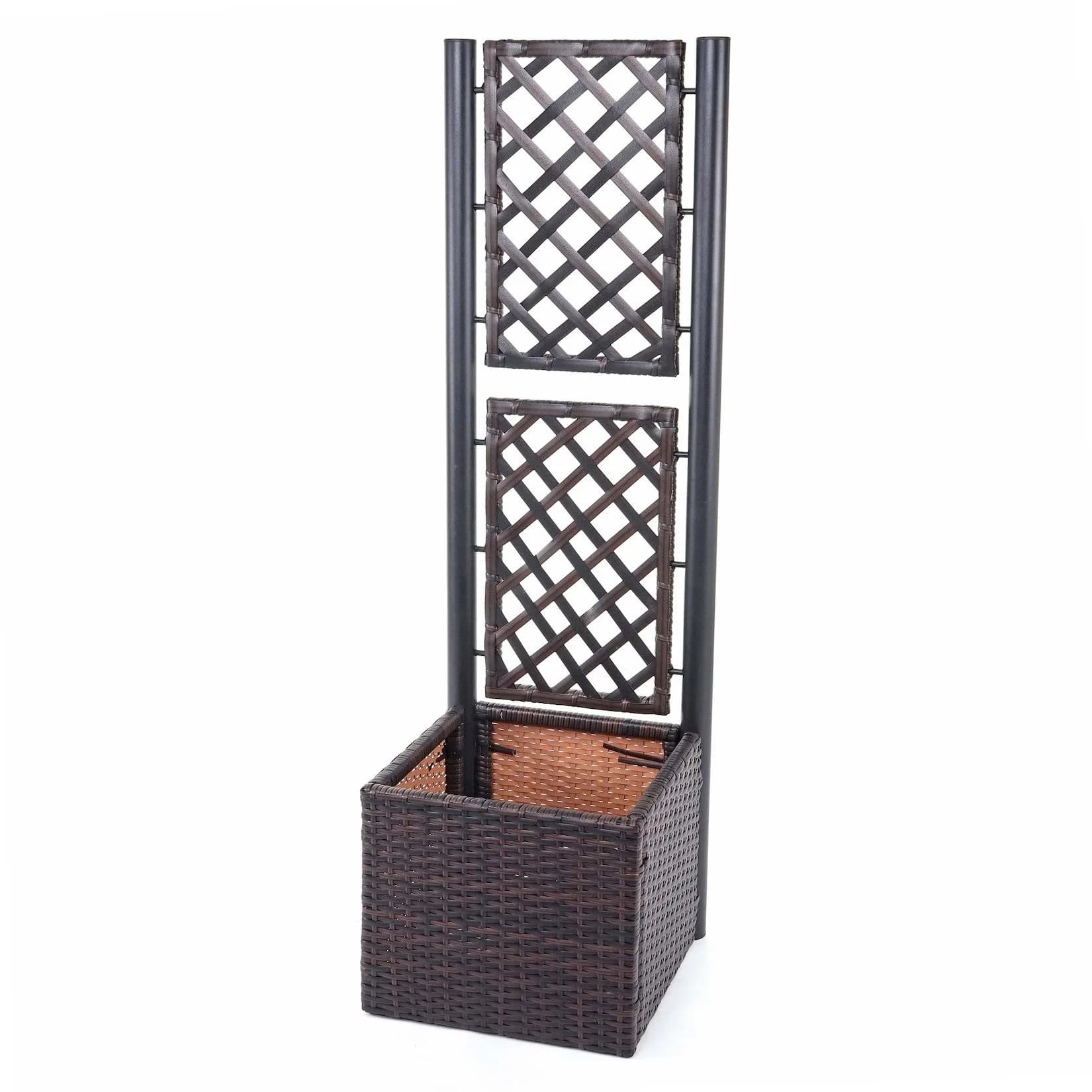Poly-Rattan Rankgitter MCW-D76 Pflanzkasten Rankhilfe Braun