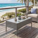 MCW Gartentisch Hamar Grau Poly-Rattan mit Glasplatte Bild 1