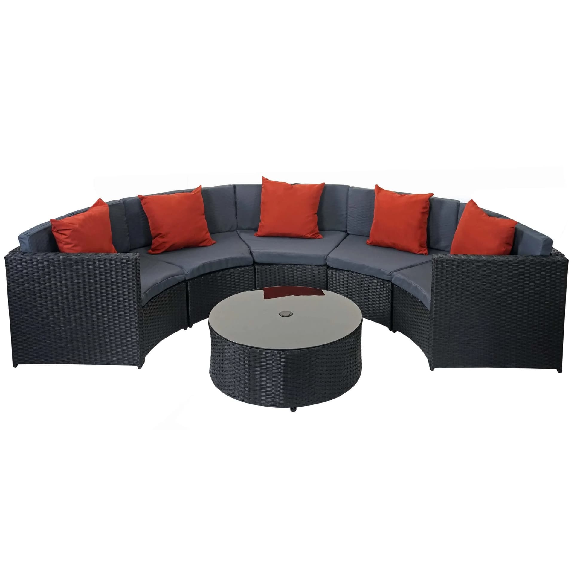 Poly-Rattan Garnitur rund MCW-E17 Garten-Set Sitzgruppe schwarz - Bild 2