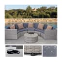 MCW Poly-Rattan Garnitur rund MCW-E17 Grau mit Polstern Bild 1